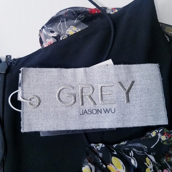 NEW Jason Wu Grey | Painted Floral Silk Chiffon‎ dress 2 - Picture 6 of 15
